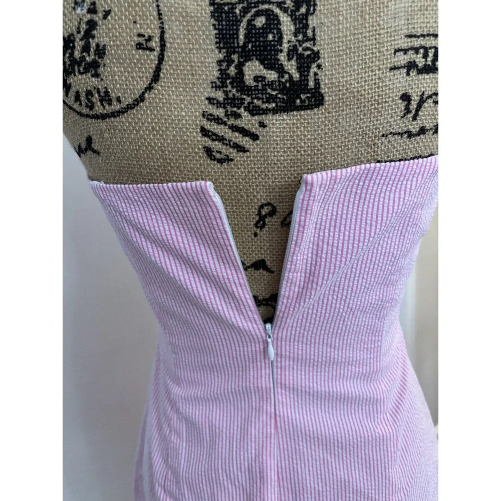 Lilly Pulitzer Pink Gingham Halter Dress Fitted Summer Cotton Size 4 - Picture 9 of 10